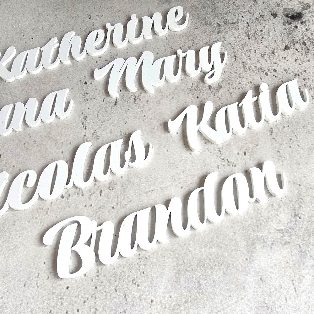 white acrylic name place holders