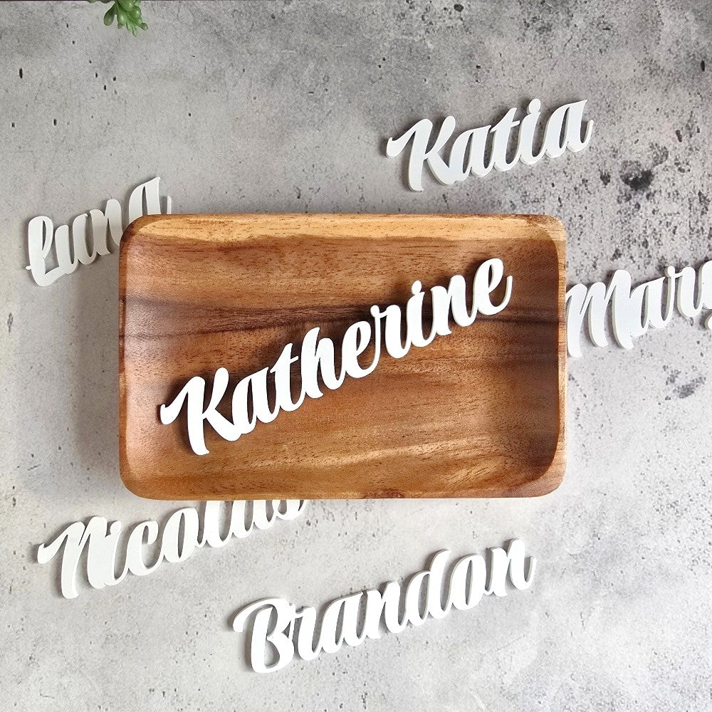 white acrylic name place holders