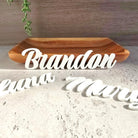 white acrylic name place holders