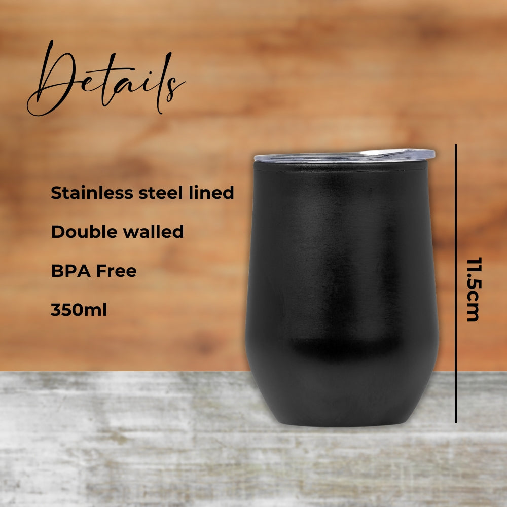 black wine tumbler details