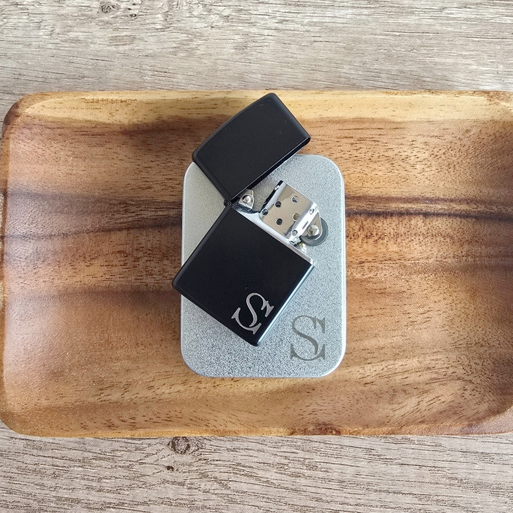 Personalised Lighter - Engraved Zippo-Style - Black, black, wedding favour