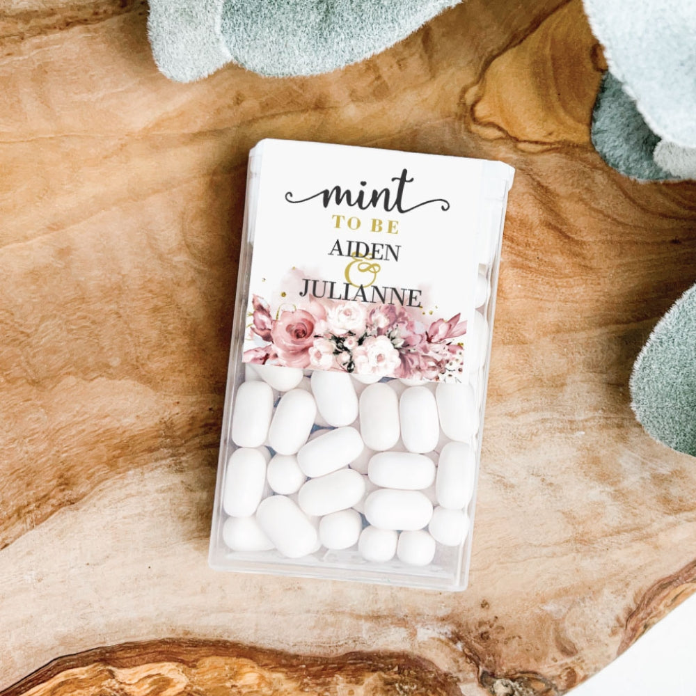 Blushing Pink Blooms Tic-Tacs or Tic Tac Stickers, blush, wedding favour