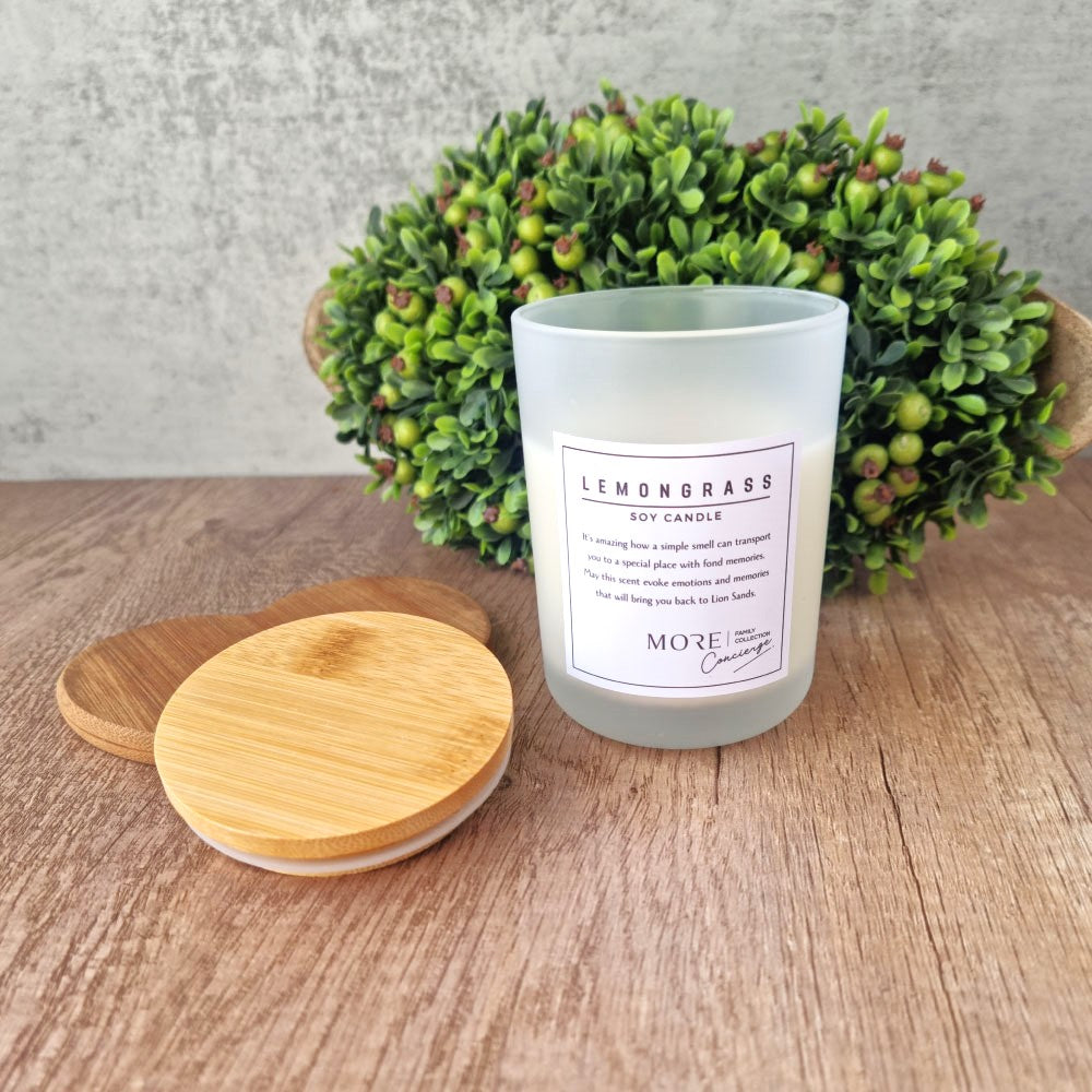 Large Soy Candle in Frosted Glass Votive with wooden lid, glass, wedding favour