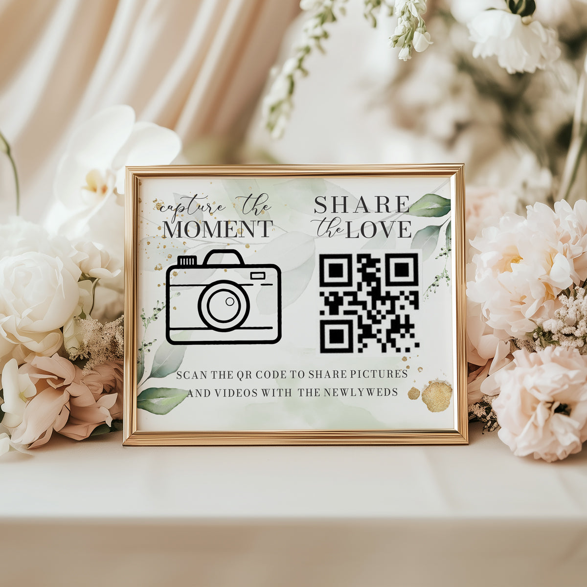Capture the Moment Sign - Elegant Green Botanical Design, green, table number