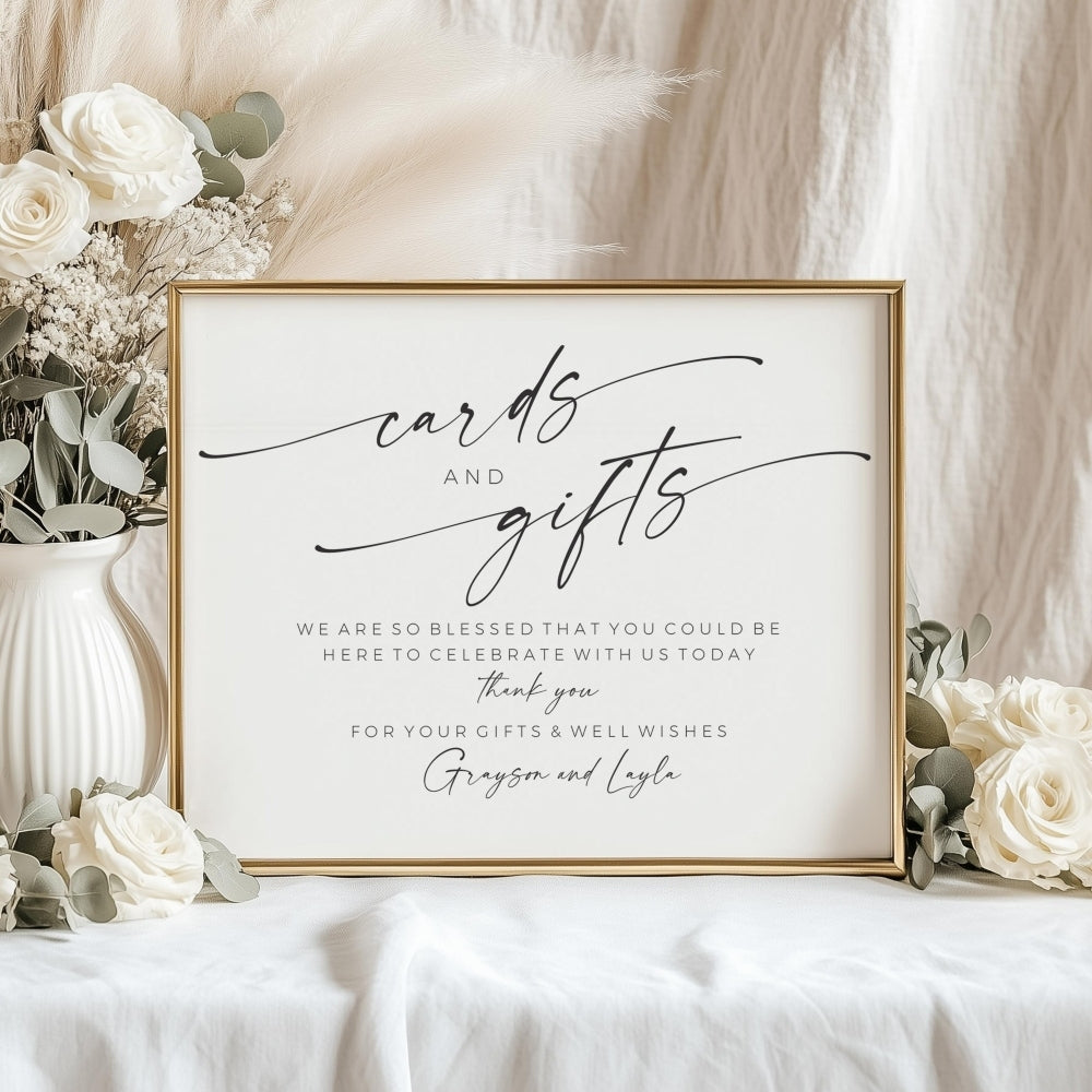 Minimalist Cards and Gifts Sign A4 Wedding Simply Favours