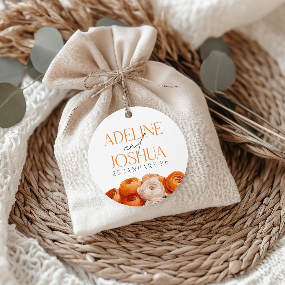 charming orange floral stationery set tag designs