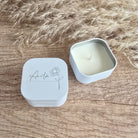 Chic White Travel Candle in a Tin Favour, white, wedding favour