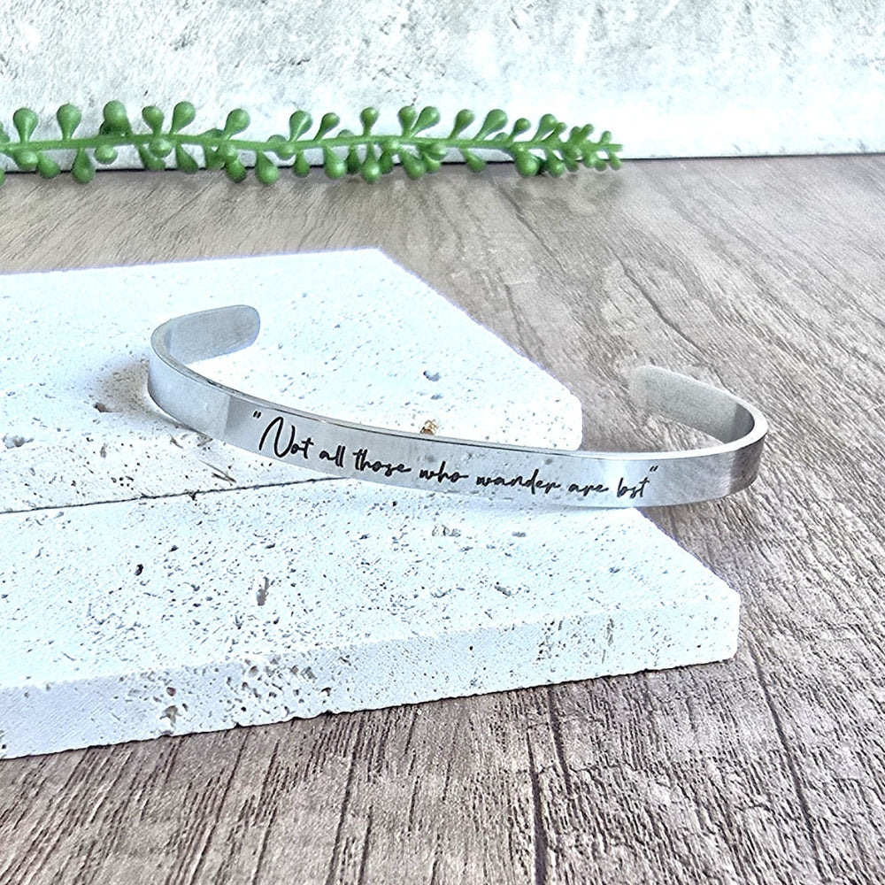 Personalised Cuff Bracelet – Adjustable - Stainless-Steel, stainless steel, silver