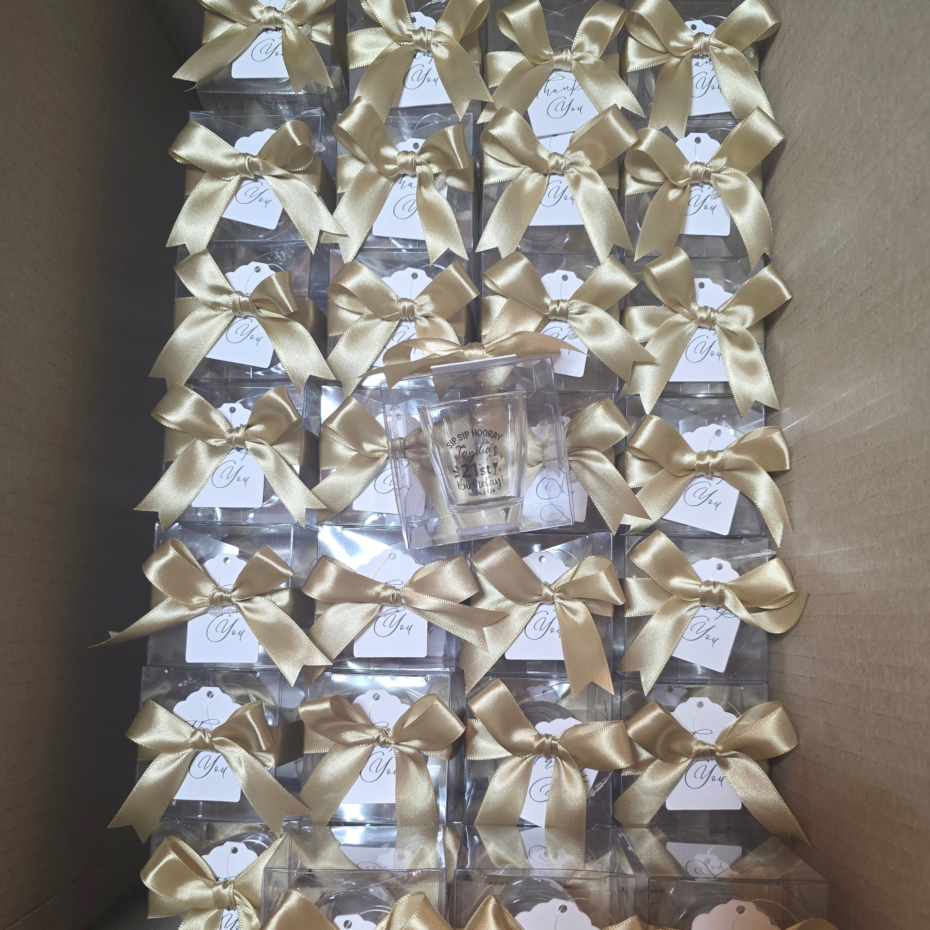 shot glass with personalised sticker