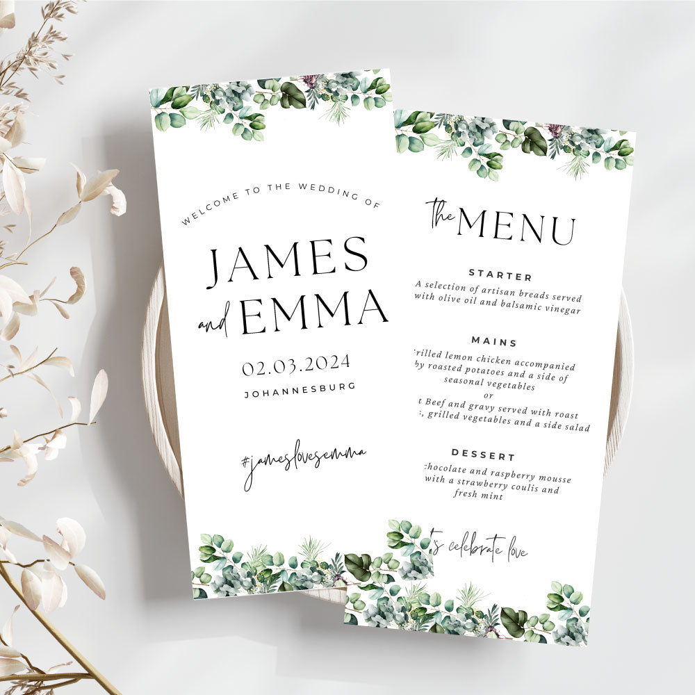 Double sided Menu - Greenery, green, menu