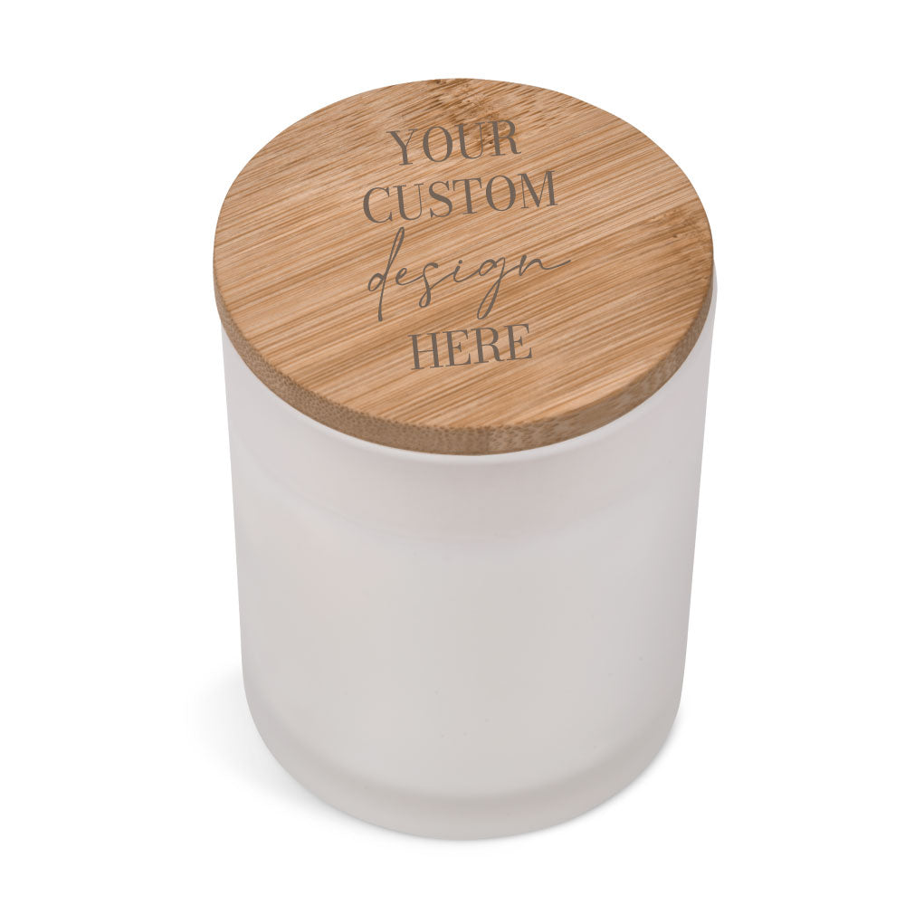 Candle favour in Frosted Glass Votive favour with Bamboo Lid