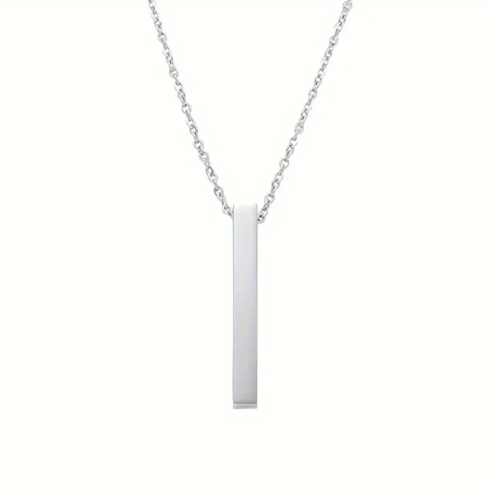 geometric bar pendant necklace in silver