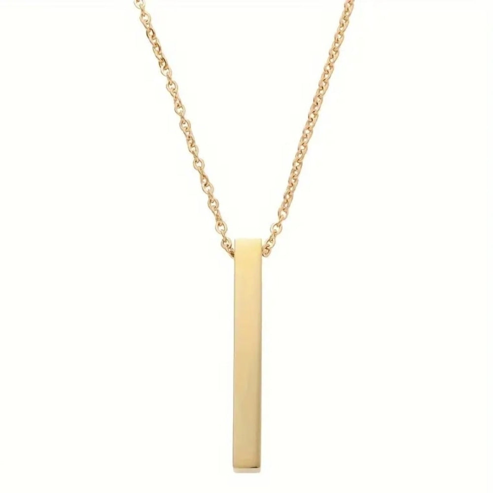 geometric bar pendant necklace in gold