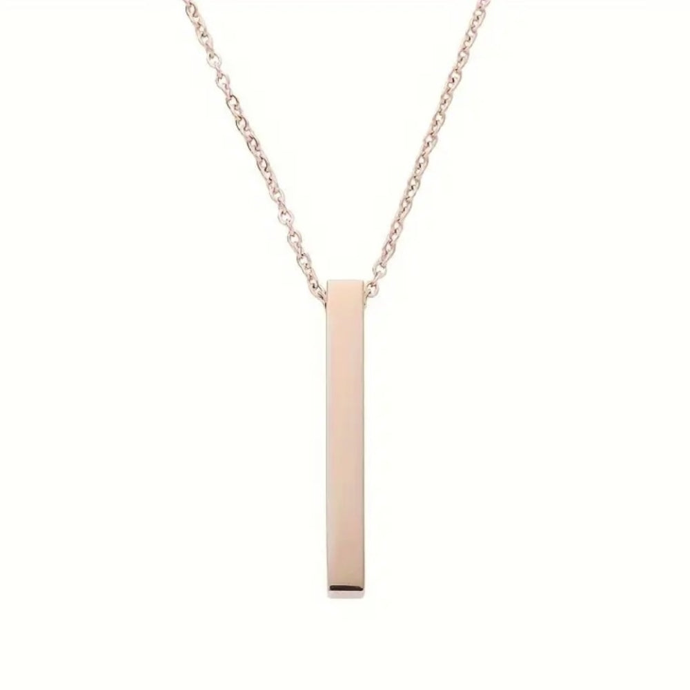 geometric bar pendant necklace rose gold