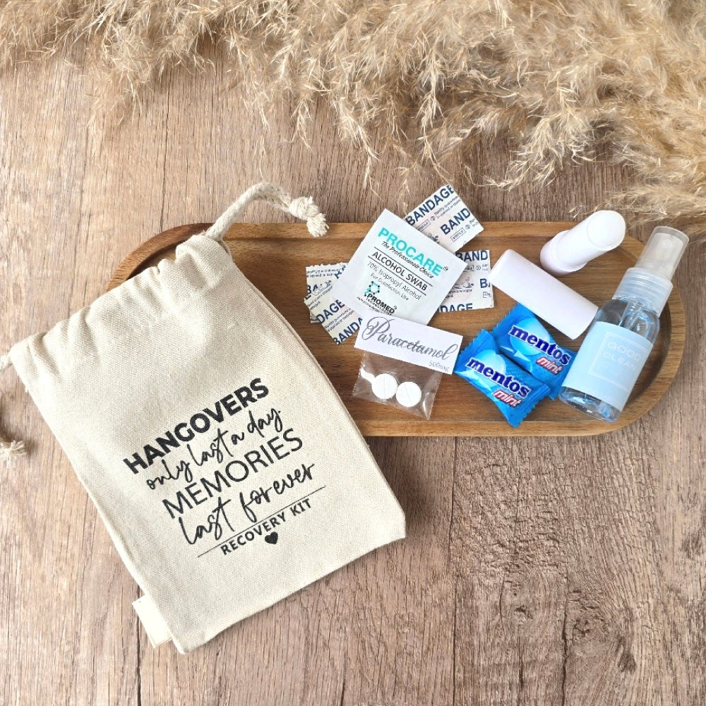 personalised hangover recovery kit bags