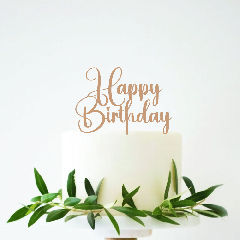 Happy Birthday Cake Topper, wood