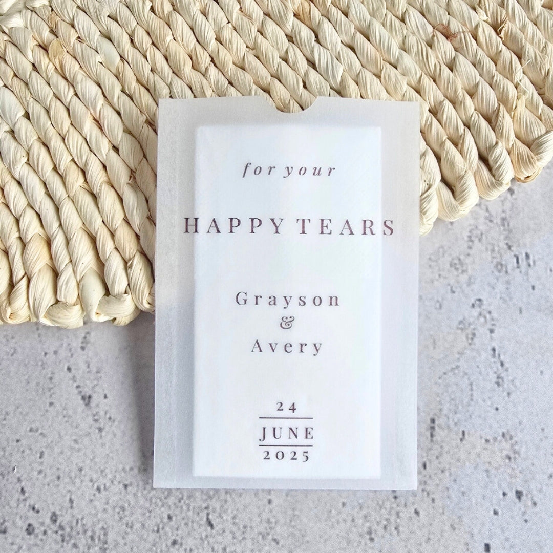 happy tears wedding tissue packs