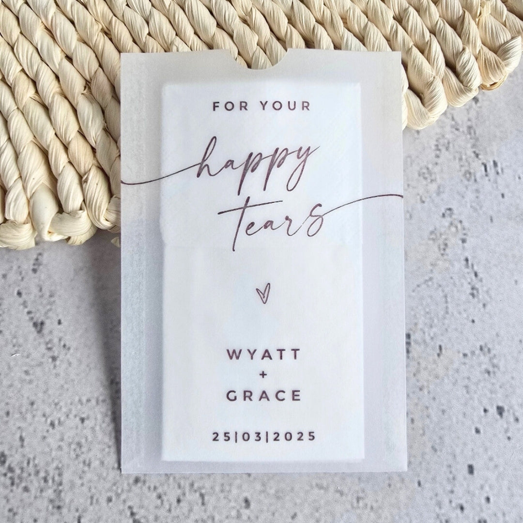 happy tears wedding tissue packs