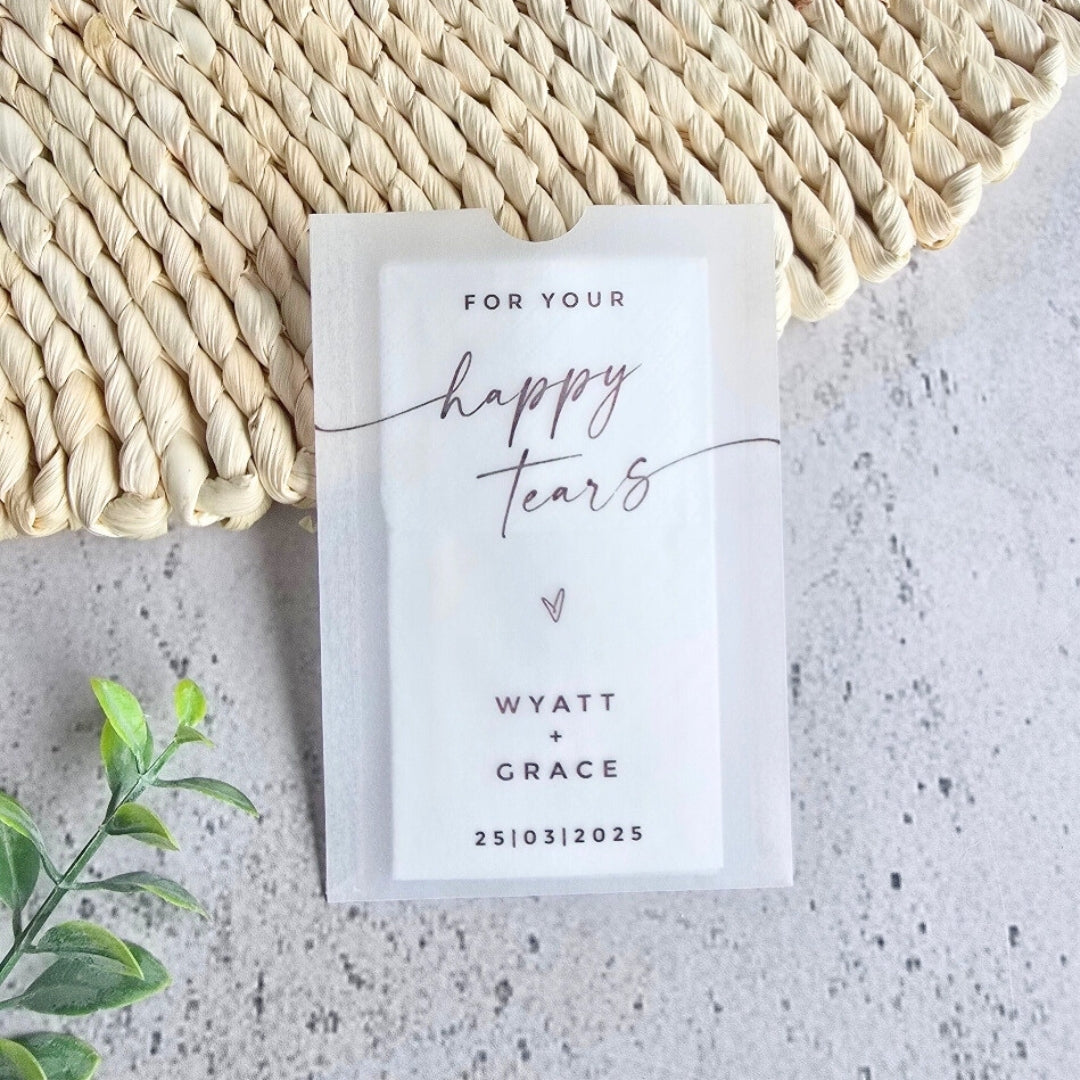 happy tears wedding tissue packs