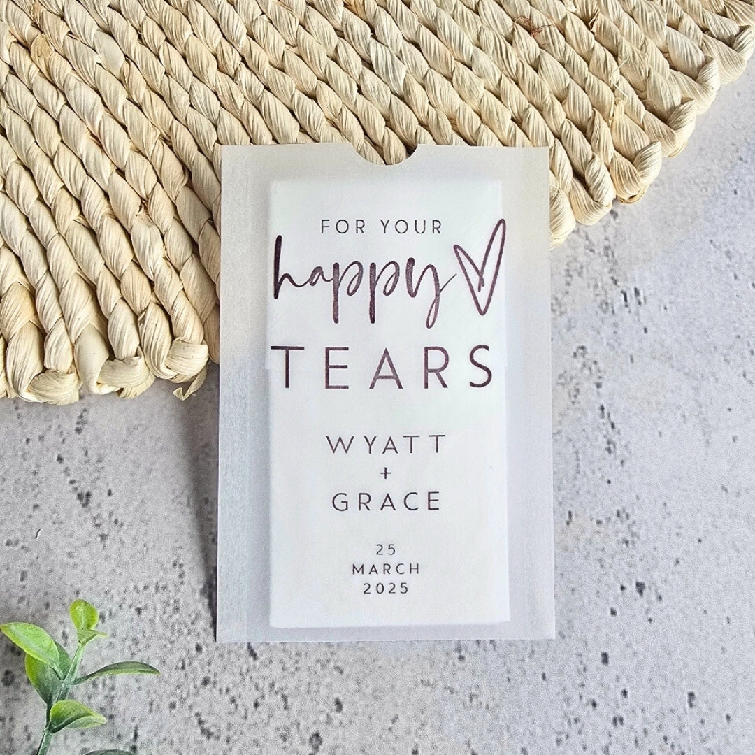 happy tears wedding tissue packs