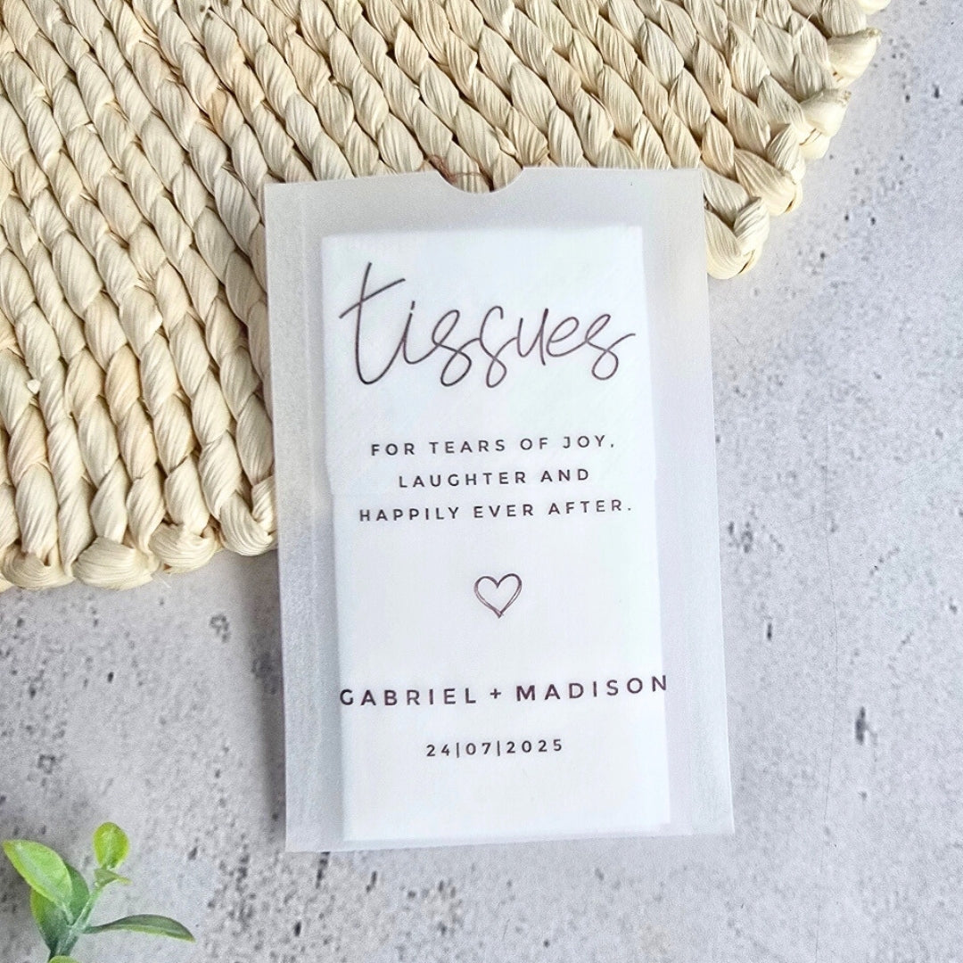 happy tears wedding tissue packs