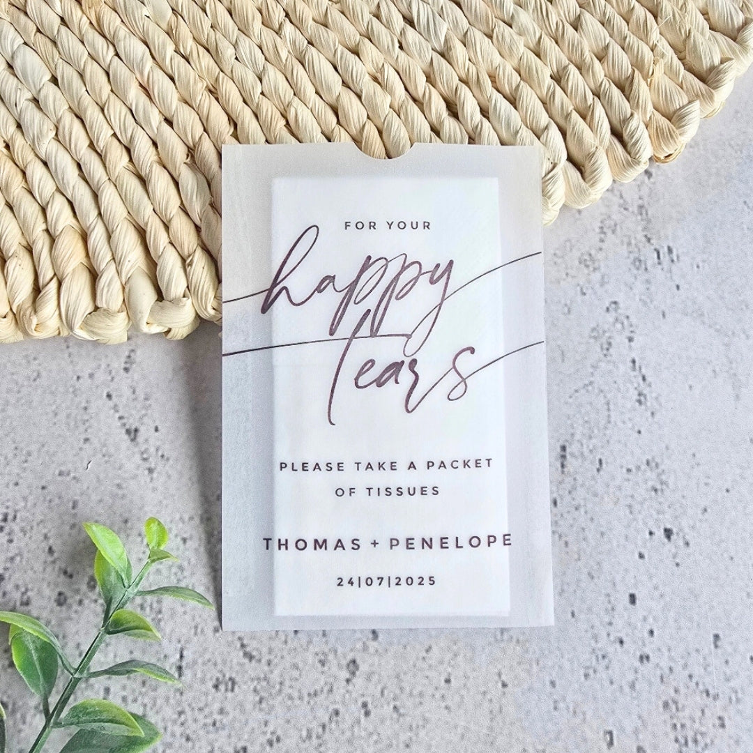 happy tears wedding tissue packs