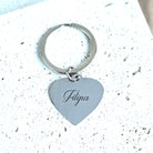 Personalised Single or Double-Sided Heart Keyring - Stainless Steel, stainless steel, silver