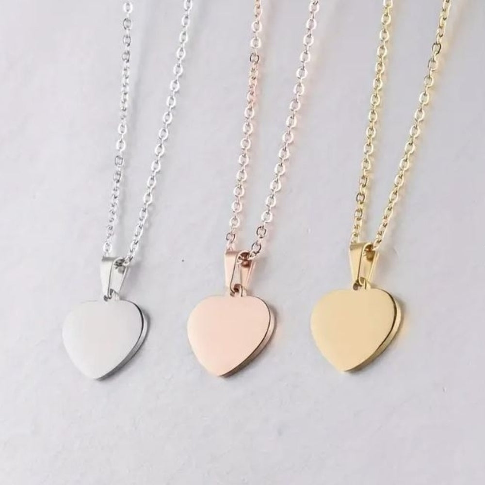 Personalised Heart Shaped Pendant Necklace - Stainless Steel, stainless steel, gold