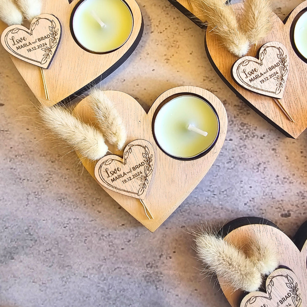heart shaped wooden  tealight holder