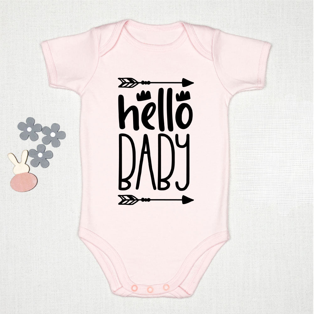 hello baby onesie light pink