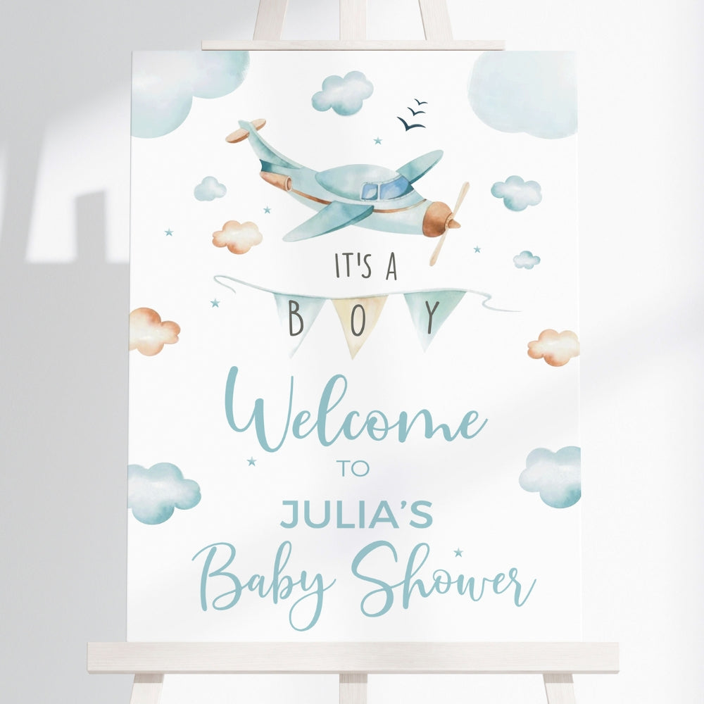 Welcome Sign - Baby Shower - Adventure Series, blue, welcome sign