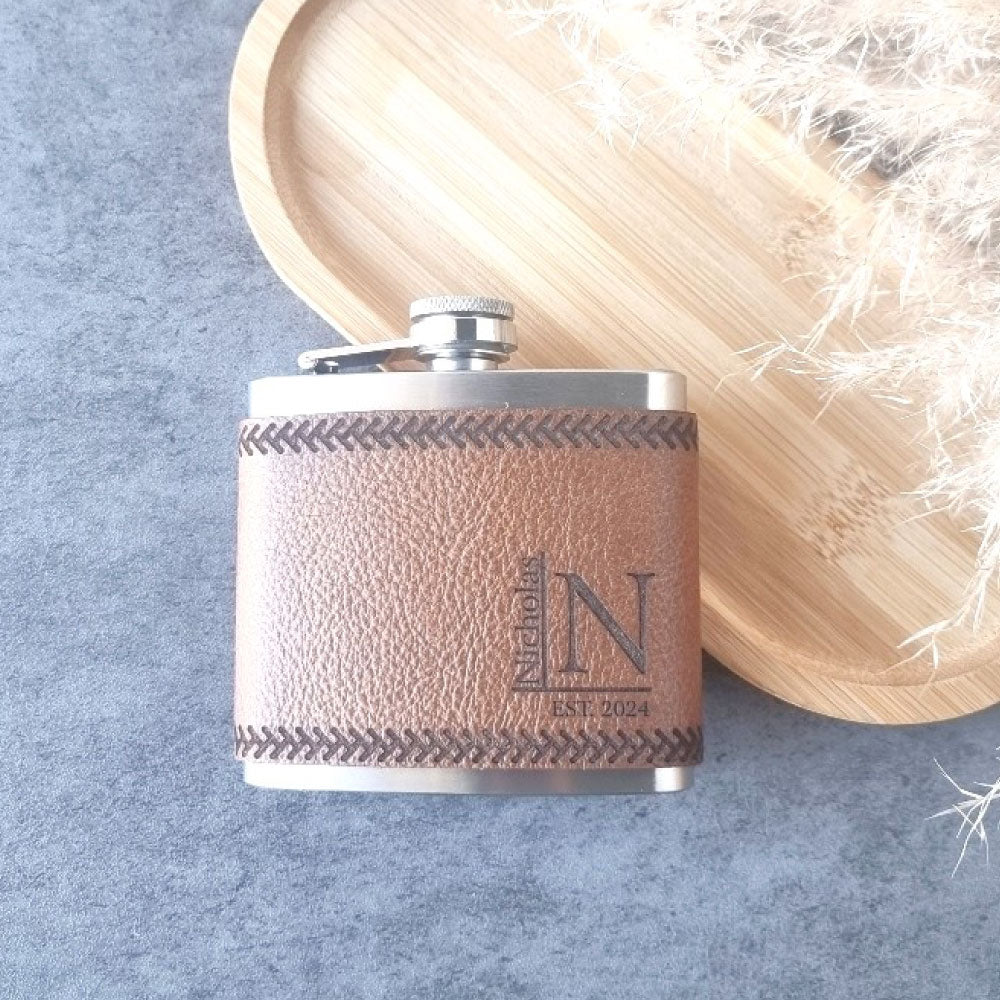 Bespoke Brew Pocket Hip Flask, stainless steel, wedding favour