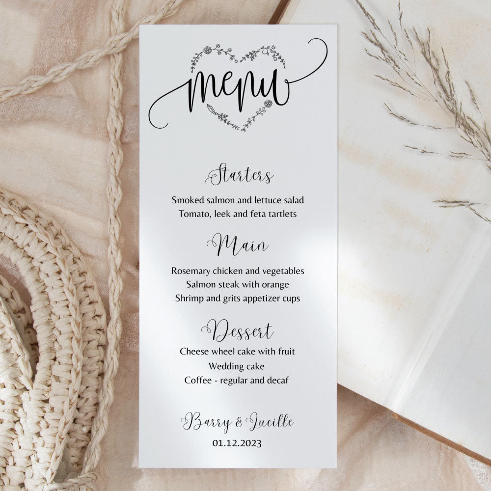 Simple Heart Menu, menu