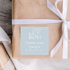 Oh boy - blue thank you sticker for baby shower