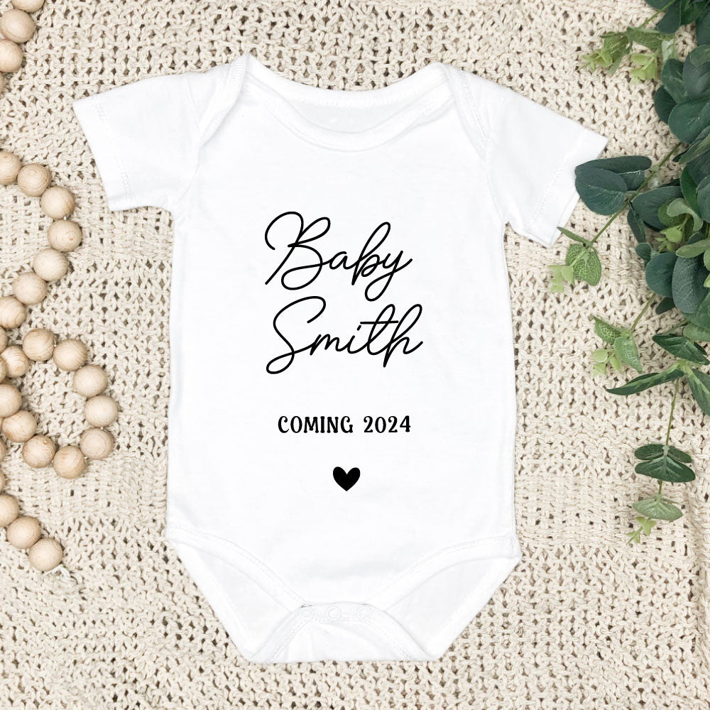 Baby Announcement Onesie, white
