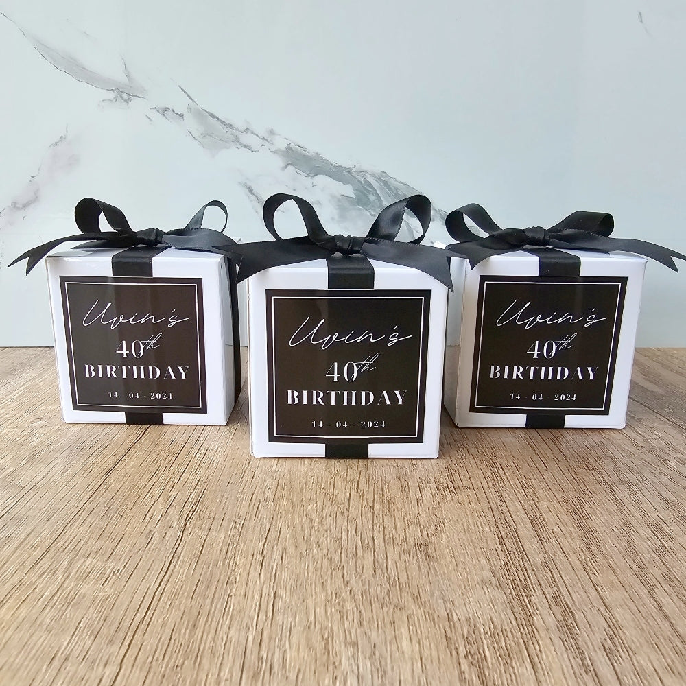 Personalised Cube Shaped Favour Boxes, black, wedding favour
