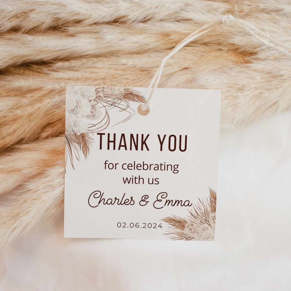 Thank You Tags/Stickers - Rustic Harvest, brown, wedding favour