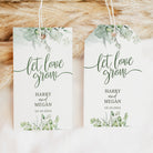 Thank You Tag - Rectangular - Let Love Grow, green, wedding favour