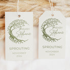 Thank You Tag - Rectangular - Sprouting Baby, green, wedding favour