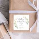 Thank you square stickers - Water colour Olive Branch