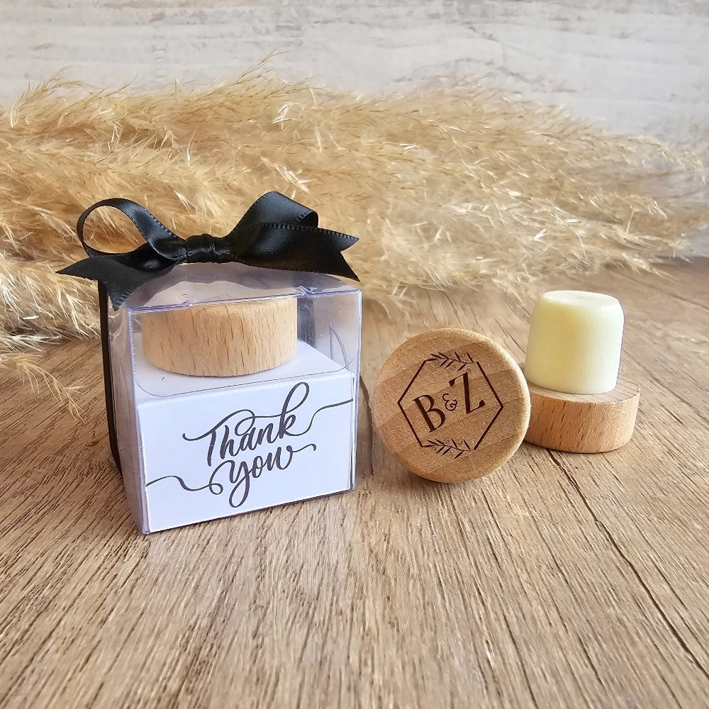 personalised Wooden Bottle Stopper, wood, wedding favour
