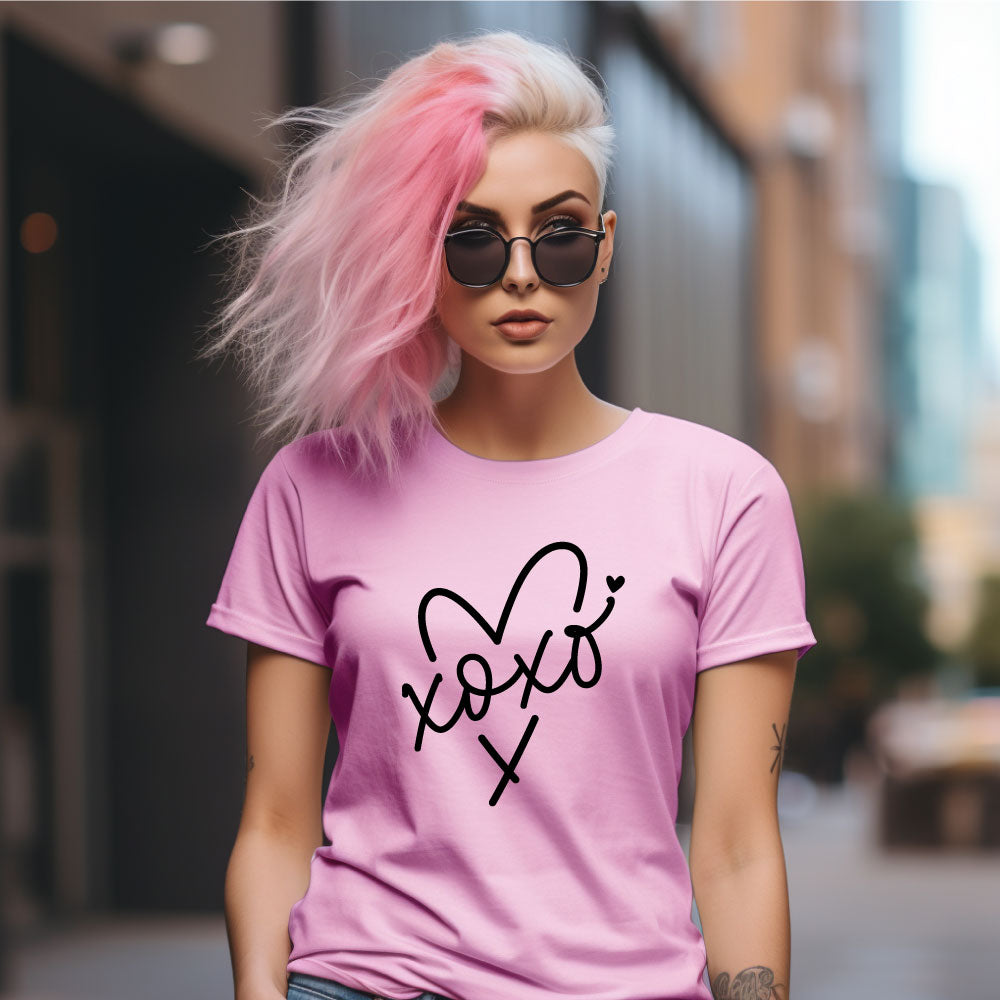 T-Shirt - Hugs & kisses XOXO, cotton, black