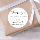 Thank you round sticker - Modern Heart Logo