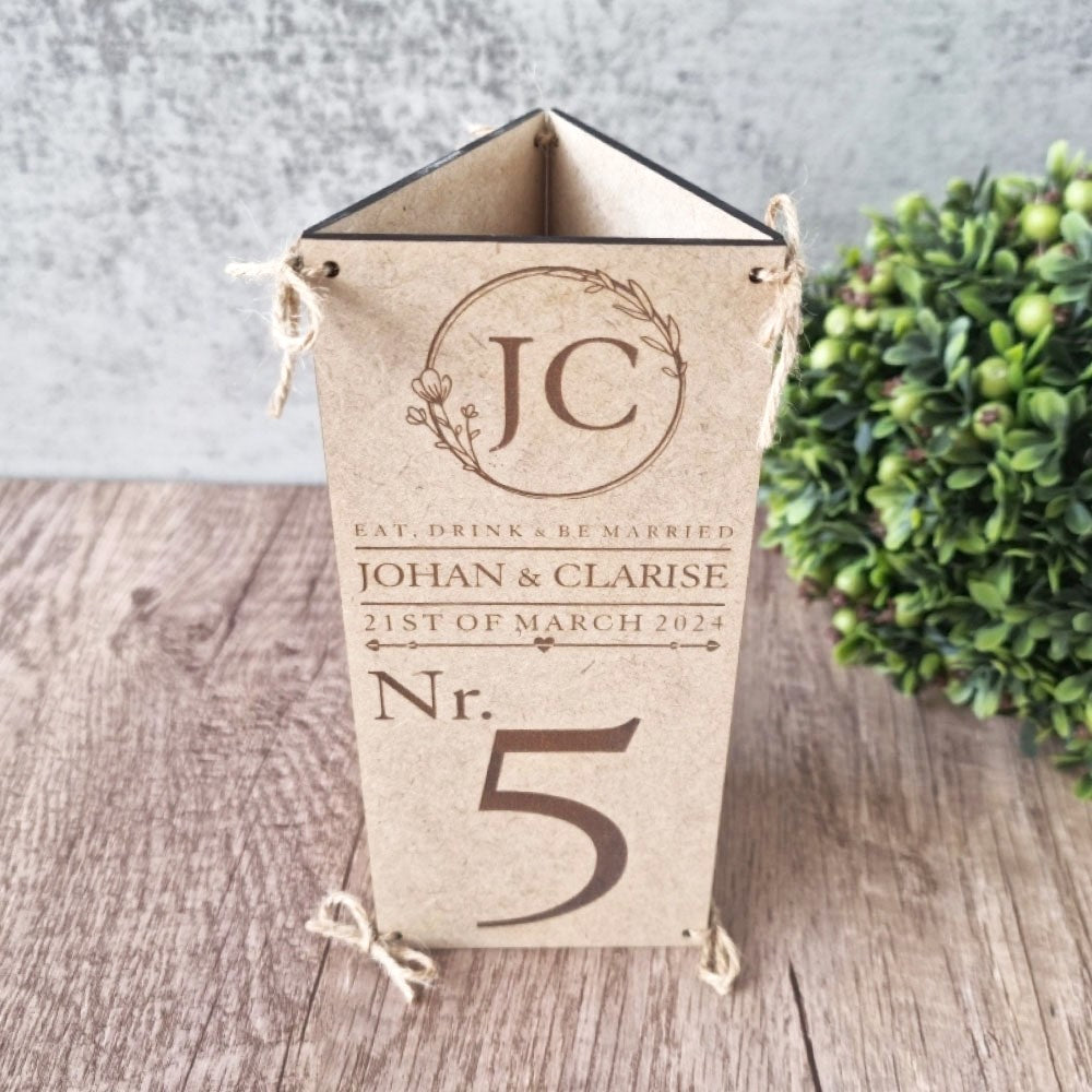 Tri-Sided Wooden Table Number Side