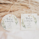 Thank you tag/sticker - Gold and Green Wreath, gold, sticker