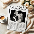 Personalised Wedding Newspaper - A3 Folded to A4 | Custom Love Story Keepsake, paper, black