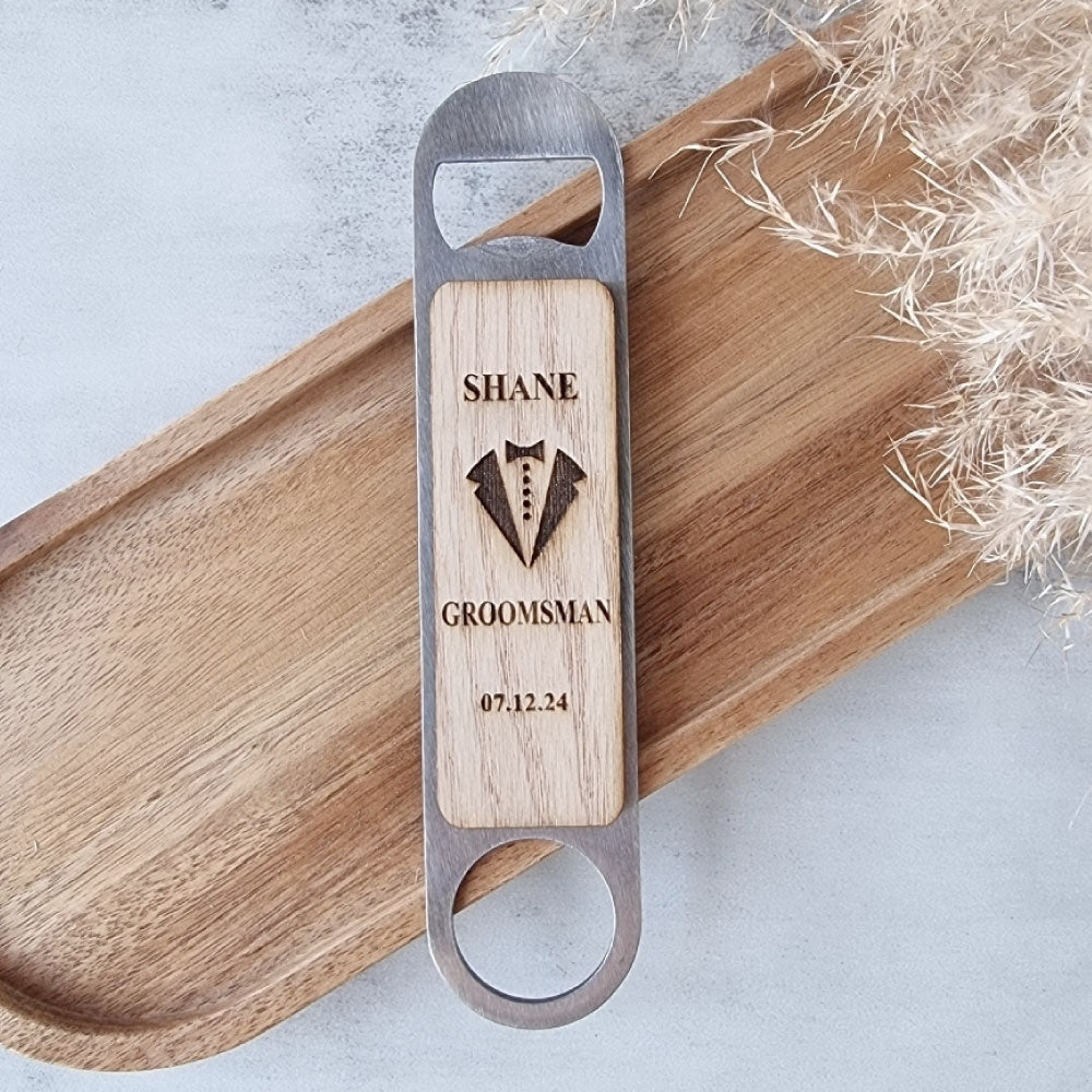 Bar Blade with wooden plaque, wood, wedding favour