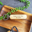 Bottle opener with wooden handle, wood, wedding favour