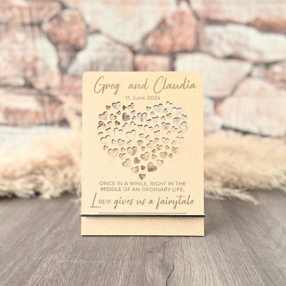 Wooden love plaque sign, wood, guest book