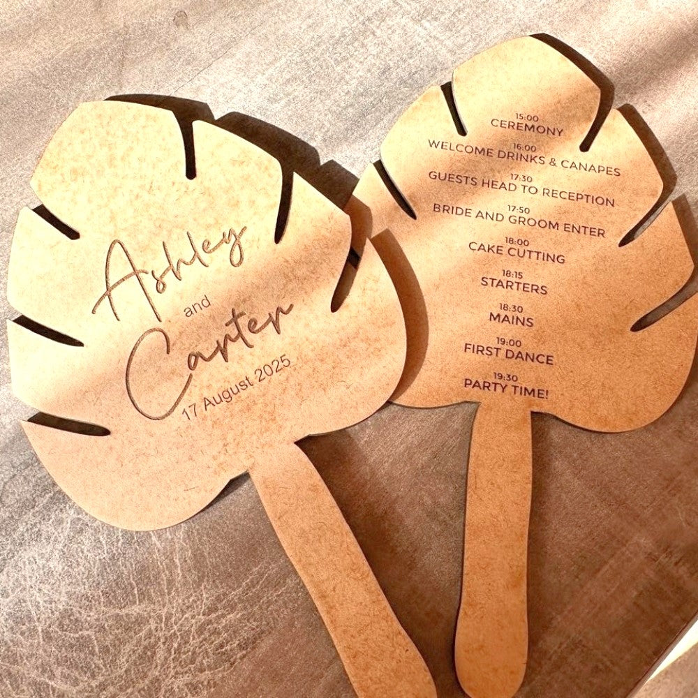 Personalised Wooden Fan Program, wood, wedding favour
